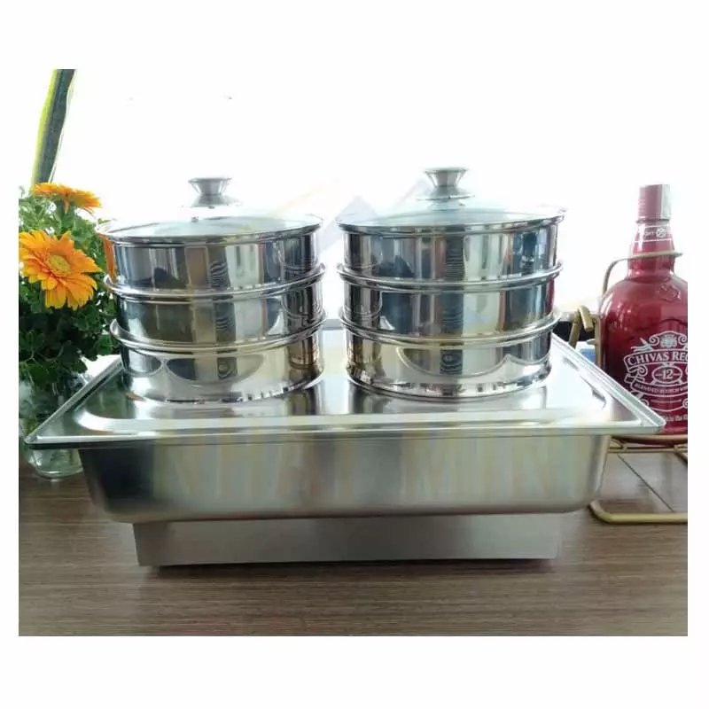 Nồi hấp Dimsum chữ nhật dùng điện 2 tầng 6 xửng BF-NMDS006